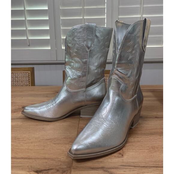 Nine West Women's Yodown Western Boots Silver Size 9 NWOB - Picture 3 of 11